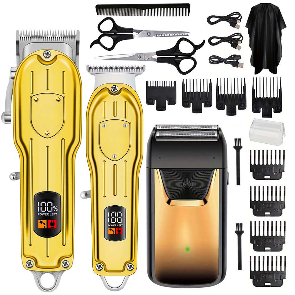 Body Trimmer - LCDディスプレイ付きプロフェッショナルヘアクリッパーセット、コードレス髭トリマー＆フォイルシェーバー（男性用）、USB充電式グルーミングキット（複数のアタッチメントとアクセサリー付き）