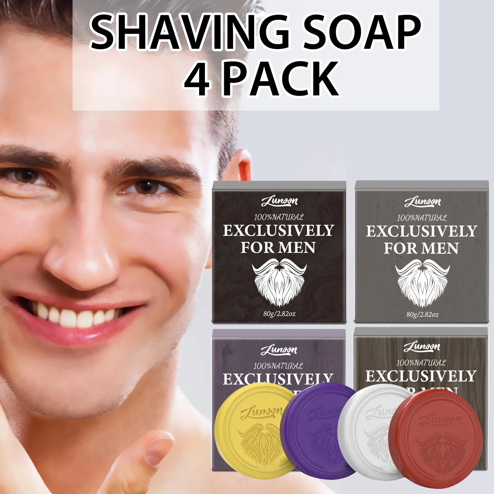 Shaving Cream - 4/1個入り メンズ髭剃り石鹸 手作り 滑らかな質感 濃密な石鹸 フェイスを清潔に保つ