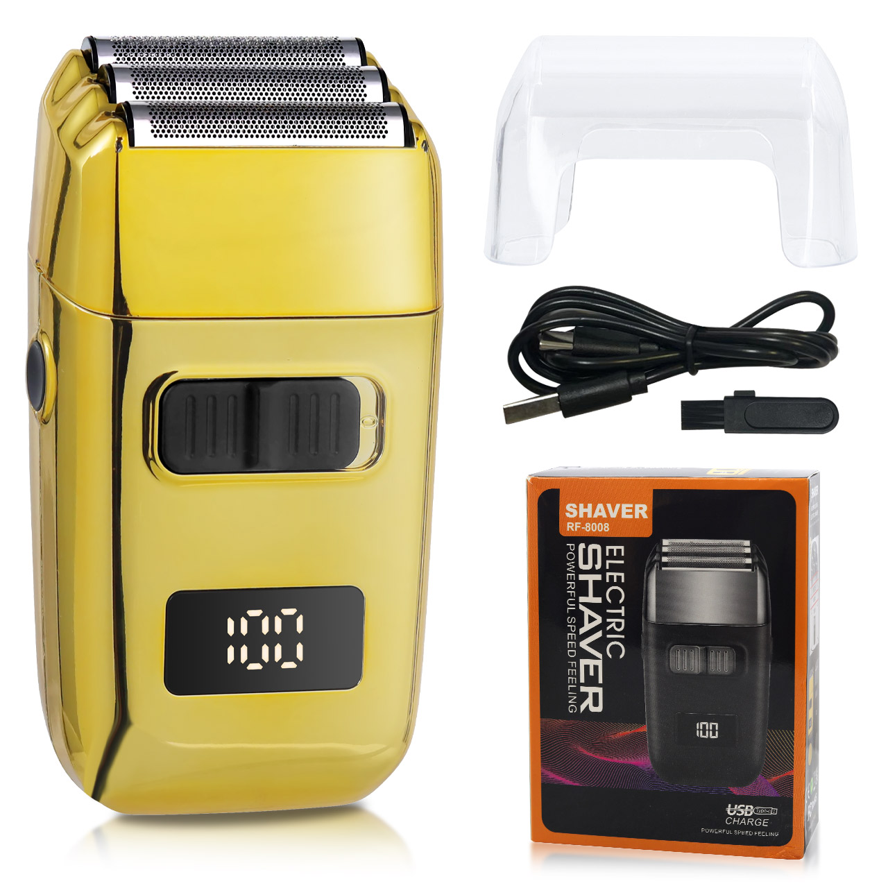 Beard Trimmer - 電気充電式シェーバー男性用家庭用3枚刃カミソリLCDディスプレイ付きひげトリマーと美白グリッドヘッドシェービングツール