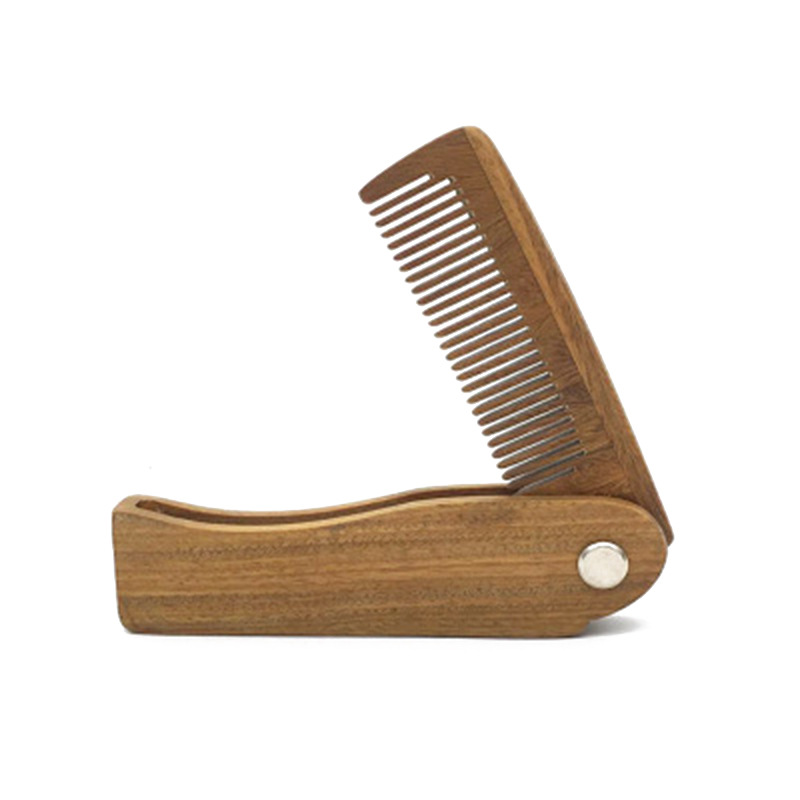 Men'S Grooming Hairstyles - 折りたたみ式緑白檀のひげと髪のコーム – メンズのひげとヘアスタイリング用のポータブル木製グルーミングコーム Amodong Comb