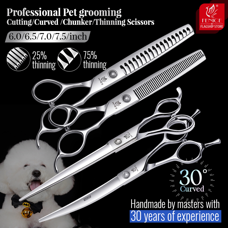 Grooming Scissors - フェニーチェ 6//6.5/7/7.5 インチプロフェッショナルペット犬グルーミングはさみセットストレート & カーブ &