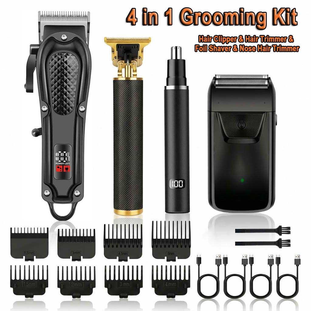 4in1メンズヘアクリッパーセット。コードレス電動トリマー、 - Grooming Kit のレビューと価格