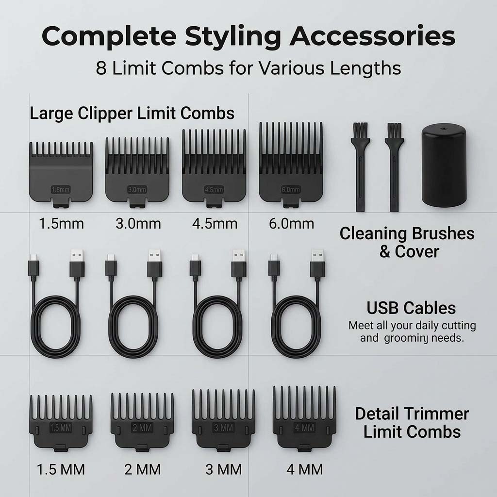 4in1メンズヘアクリッパーセット。コードレス電動トリマー、 - Grooming Kit のレビューと価格