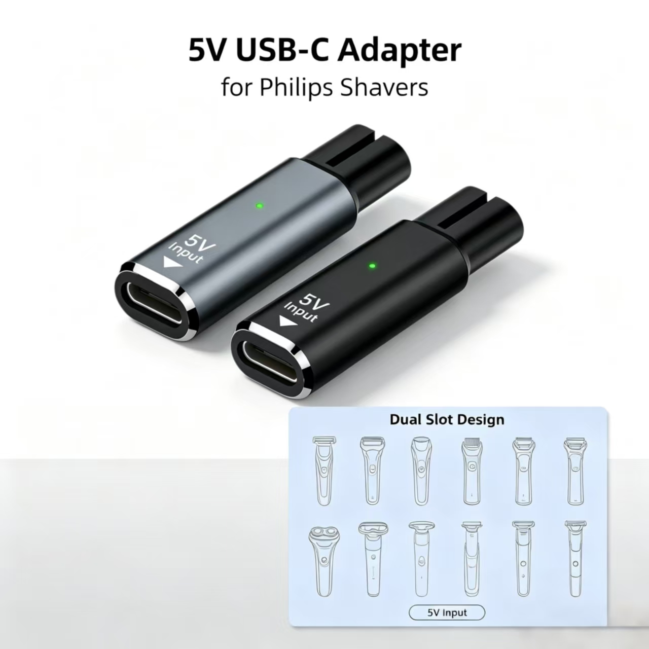 5V Type-C（メス）-デュアルスロット（オス）アダプタ - Electric Shaver Rotary のレビューと価格