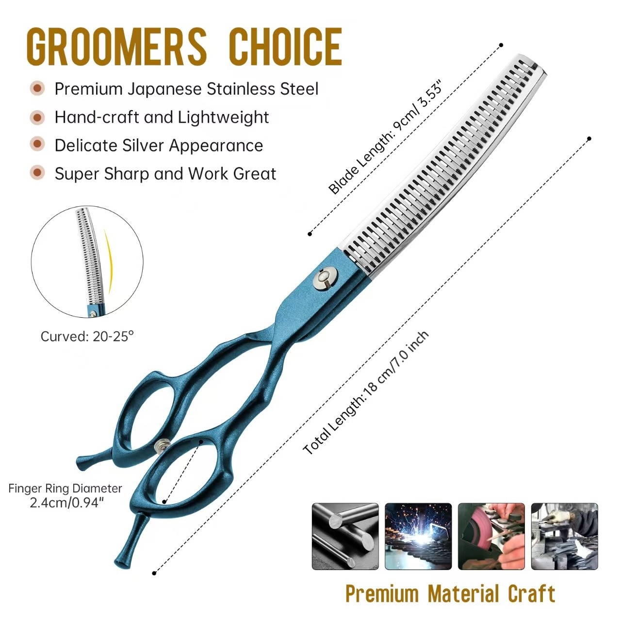 7インチ湾曲型チャンカーシザー、ステンレス製犬用グルーミング - Grooming Scissors のレビューと価格